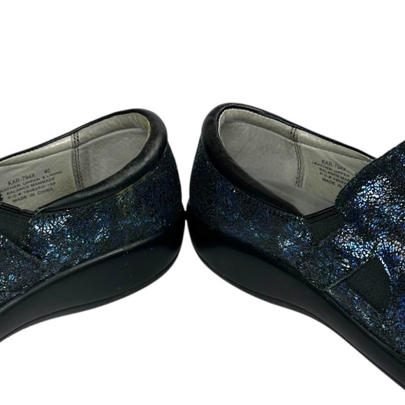 Alegria Kara Blue Metallic Sparkle Leather Clogs Size 40 - Picture 4 of 9